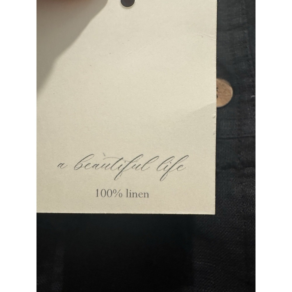 NWT Crown Linen Designs 100% Linen Jacket XL Black Raw Edge Cropped Shacket Boho - Picture 10 of 12